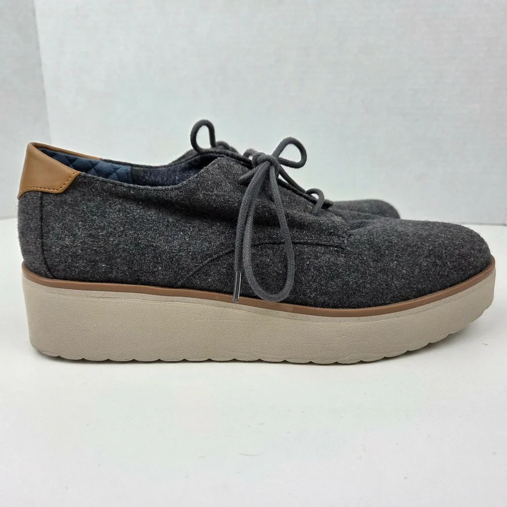 Dr Scholls‎ Womens 8.5M Gray Lillian Platform Oxford Wool Lace up Shoes